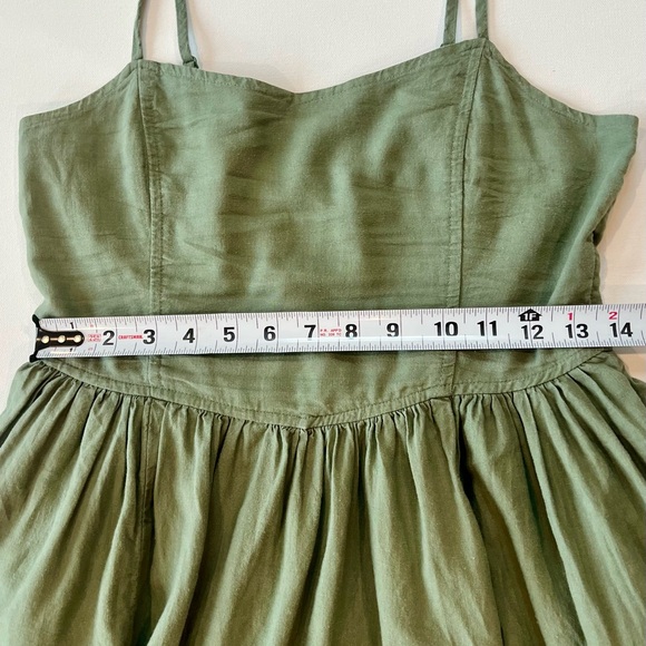 aerie Olive Green/Sage Dress Small Petite Pockets Linen Blend - Picture 8 of 14